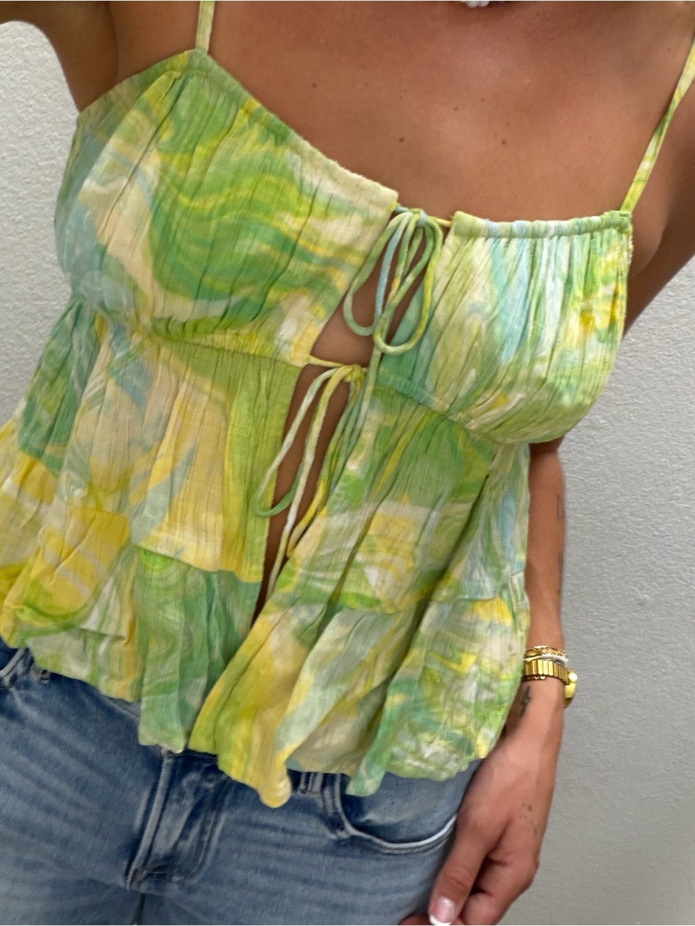 American Eagle Tie-Front Tie-Dye Tank